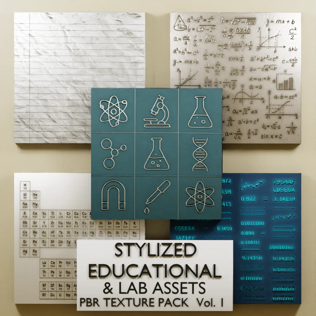 Stylized Educational And Lab Assets PBR Texture Pack product preview